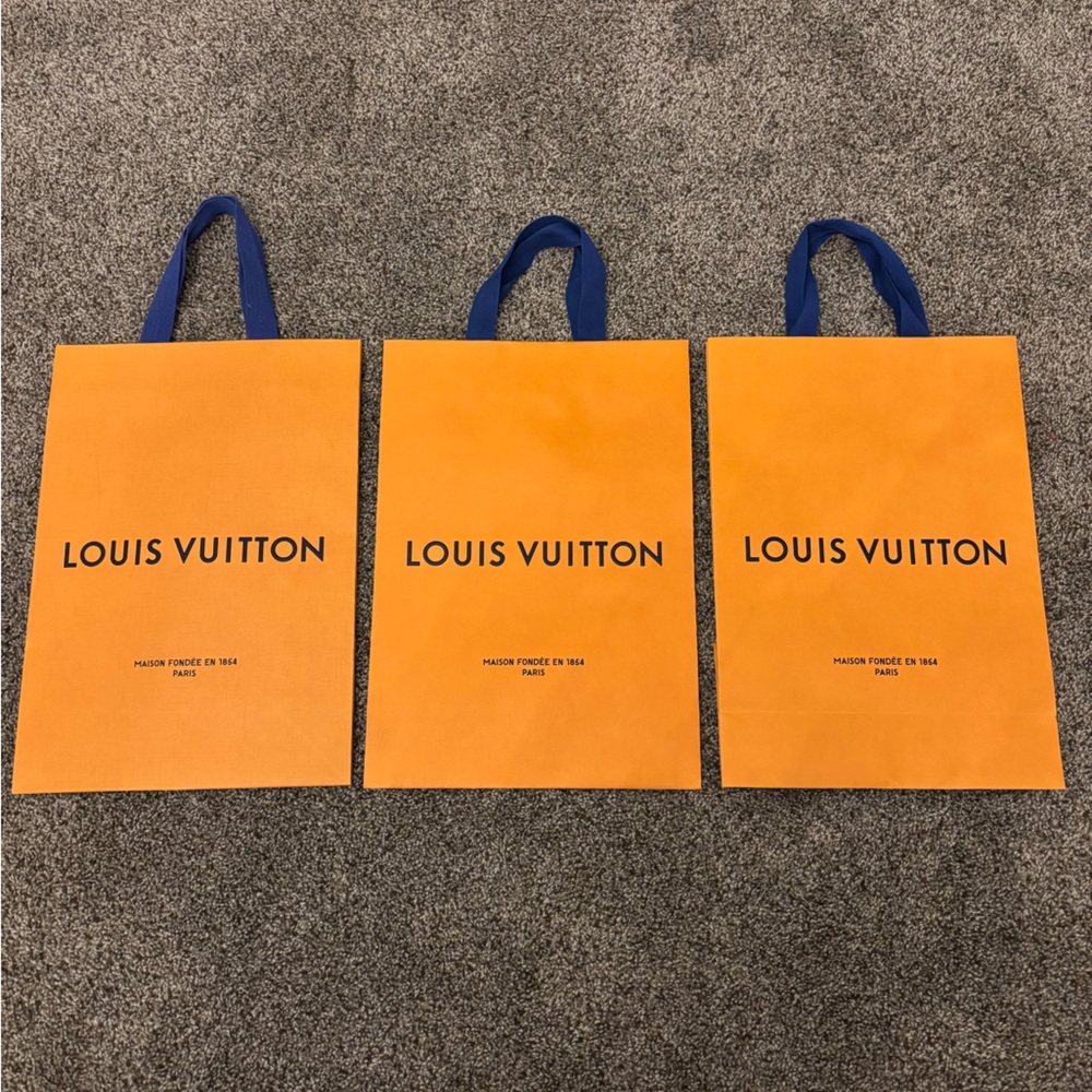 Louis Vuitton Vibrant Orange Bags with Blue Handles